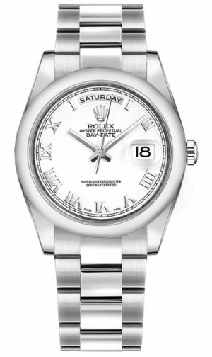 Rolex Day-Date 36 Montre pour homme en or à chiffres romains blancs 118209