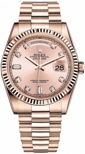 Rolex Day-Date 36 Diamant rose Montre suisse en or rose 118235