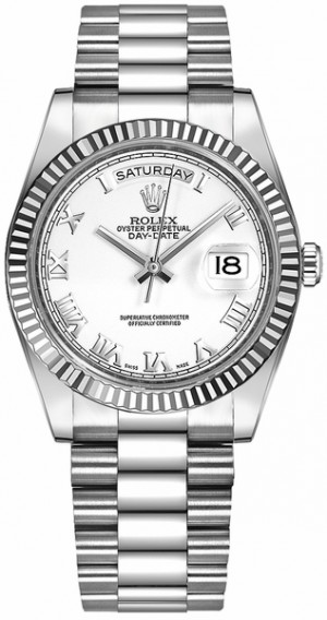 Montre Rolex Day-Date 36 en or blanc à chiffres romains 118239