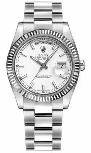 Rolex Day-Date 36 Montre bracelet en huître à cadran blanc 118239
