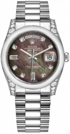 Montre Rolex Day-Date 36 en platine pour hommes 118296