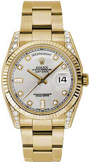 Montre Rolex Day-Date 36 en argent et diamants 118338