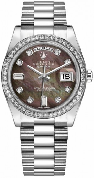 Rolex Day-Date 36 Montre suisse en platine et diamants 118346
