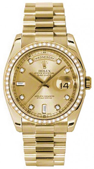 Montre Rolex Day-Date en or massif 36 diamants 118348