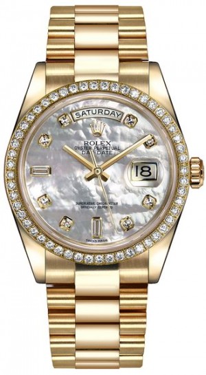 Rolex Day-Date 36 Montre en or et diamants nacrés 118348