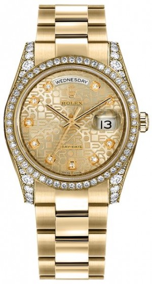 Montre suisse Rolex Day-Date 36 en or et diamants 118388