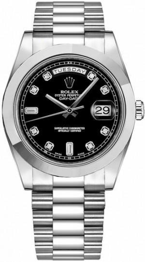 Rolex Day-Date 41 Montre pour homme en platine avec cadran en diamant noir 218206