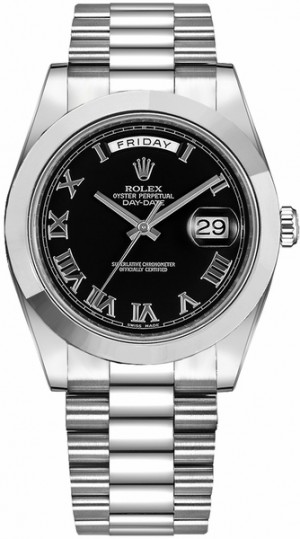 Rolex Day-Date 41 Montre en platine à chiffres romains noirs 218206