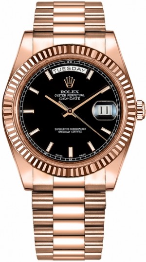 Rolex Day-Date 41 Montre en or rose à cadran noir 218235