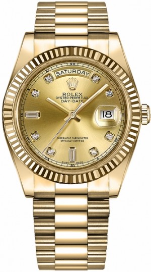 Rolex Day-Date 41 Montre pour homme en or avec cadran diamant champagne 218238