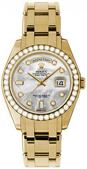 Montre Rolex Day-Date Edition spéciale nacre et diamant en or 18948