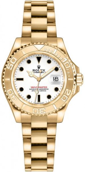 Rolex Yacht-Master 29 Montre en or jaune à cadran blanc 169628