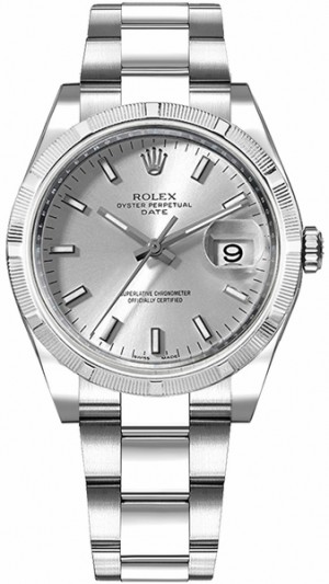 Rolex Oyster Perpetual Date 34 Montre à cadran argenté 115210