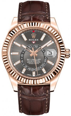 Montre Rolex Sky-Dweller pour homme avec bracelet en cuir 326135