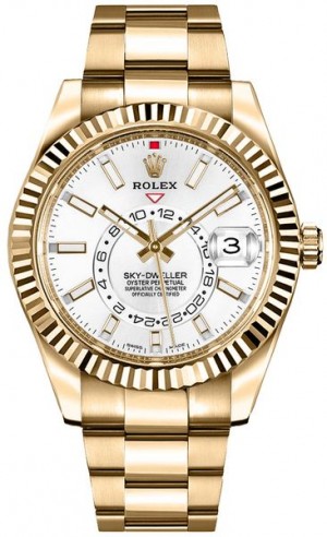 Montre Rolex Sky-Dweller Gold pour hommes, cadran blanc 326938