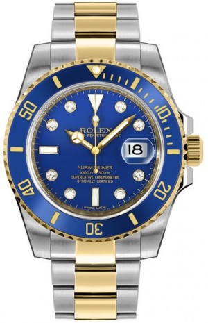 Montre Rolex Submariner Date à cadran bleu pour hommes 116613