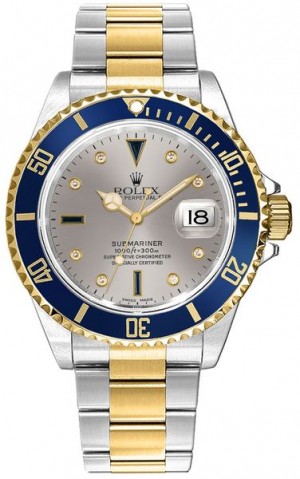 Rolex Submariner Montre pour homme Date Diamant Saphir Serti 16613