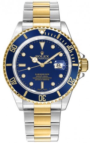 Montre Rolex Submariner Date à cadran bleu pour hommes 16613LB